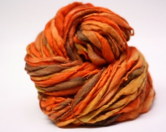 Handspun Thick and Thin Organic Merino Yarn Slub tts Hand dyed Self Striping xlr 21c