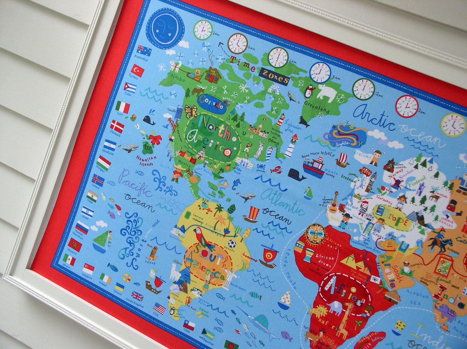 World Map BULLETIN BOARD Kids Magnetic Memo By