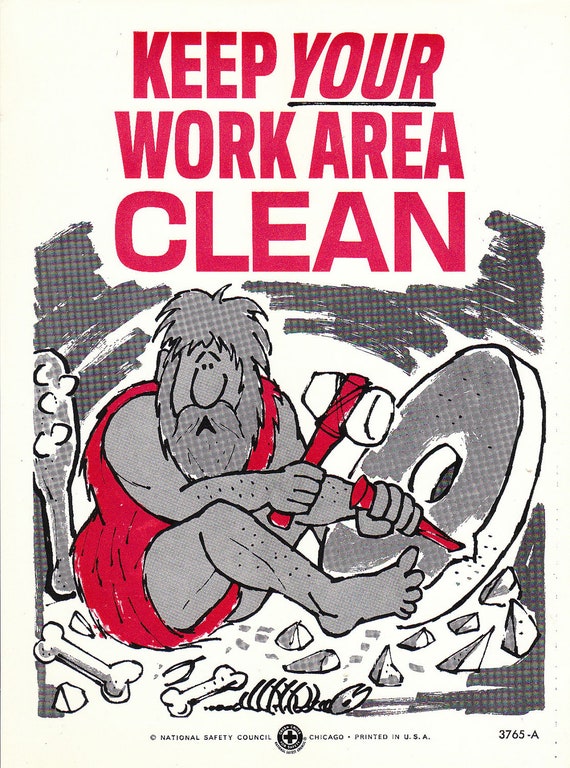 Items similar to Vintage National Safety Poster - Keep Your Work Area ...