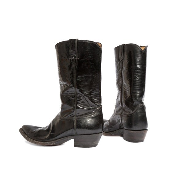 Men's Vintage Cowboy Boots by Justin Black Patent Leather