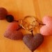 FELT HEARTS Key Chain -- Handmade key chain felted -- Unique gift