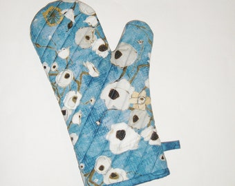 Oven Mitt - Poppies on Blue - Gallery Fiori - Gift for Foodie- Gift Under 20