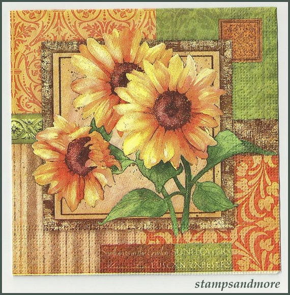 4 Sunflower Paper Decoupage Napkins Use For by stampsandmore