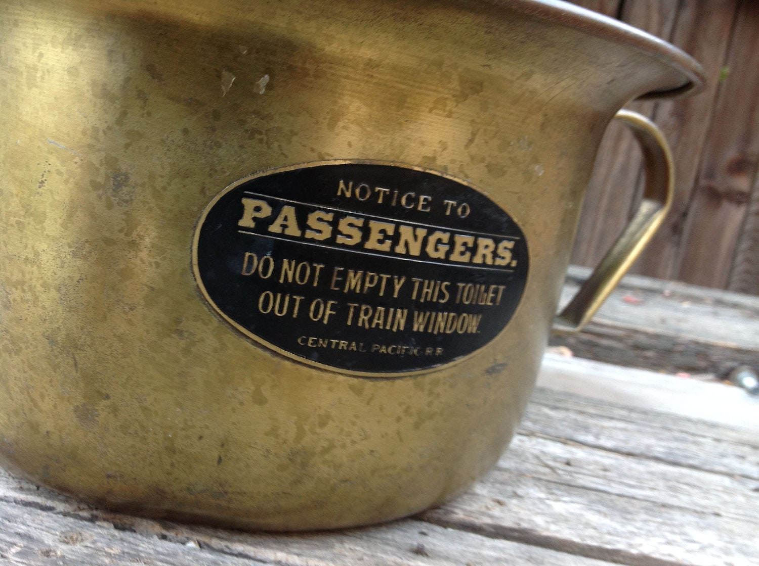 Brass chamber pot central pacific railroad train by Oddacious