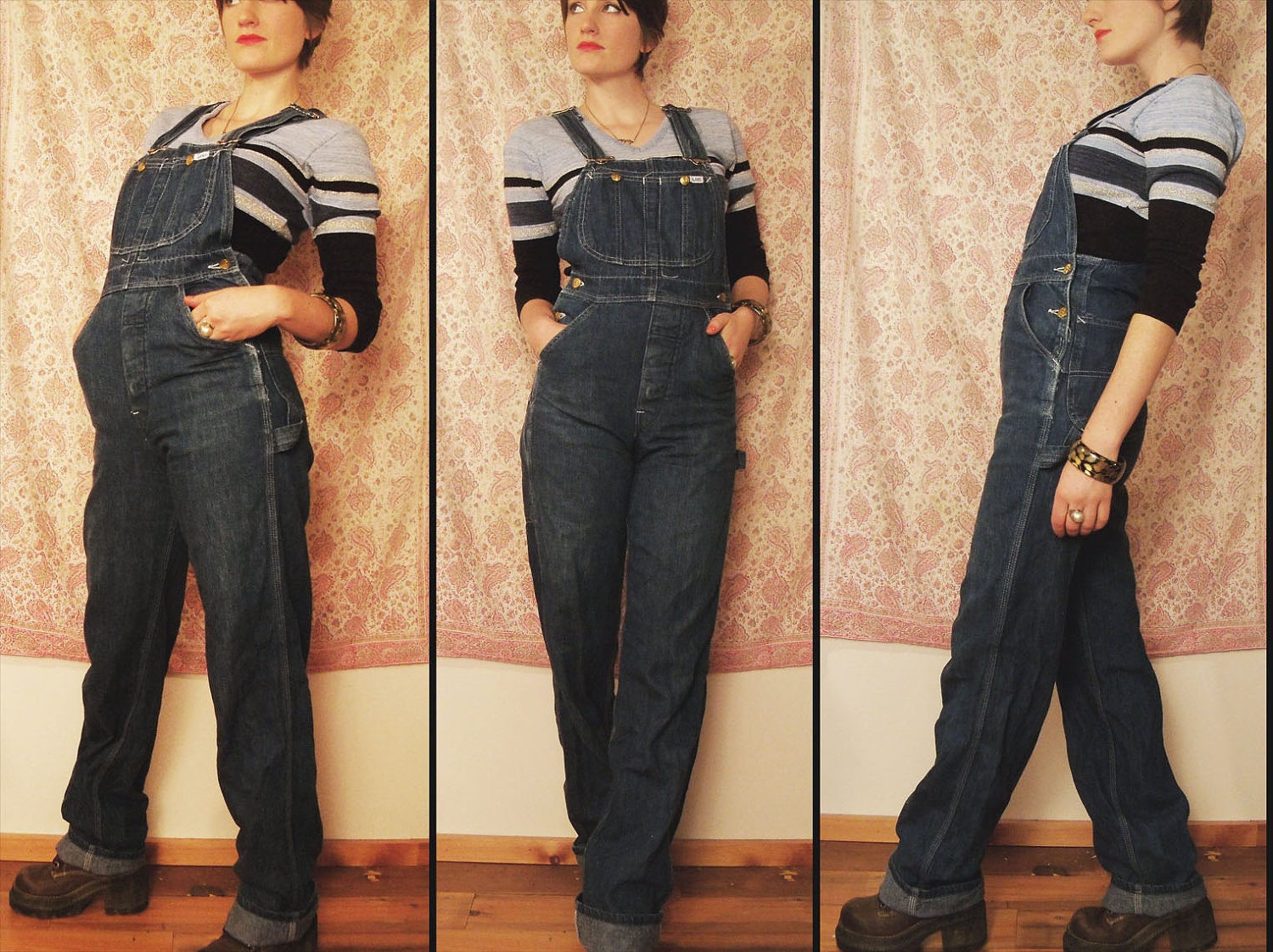 60s LEE Bib Overalls Slim fit Americana Workwear 28 waist 34