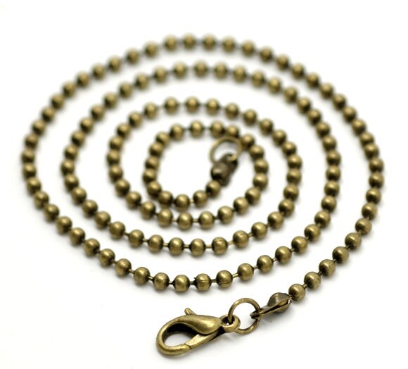 One Dozen 12 Brass Bronze Tone BALL CHAIN Necklaces lobster