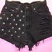 Levis High Waisted Black Denim Shorts - Studded--- Waist 27 inches---------- Ready To Ship