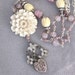 Sterling Silver Sweetheart Charm Assemblage Necklace - Vintage Flower Floral, Pink Glass Beads, Rhinestones Upcycled Fashion Jewelry