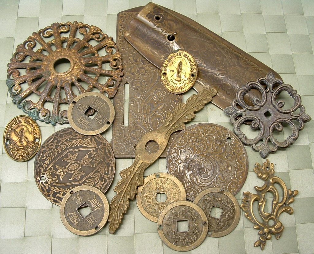 Old Vintage Sewing Machine Parts Drawer Hardware Parts Misc.