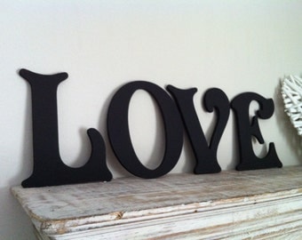 Victorian Decorative Wall Letters - Set of 4 - LOVE - 8 inches, wooden letters, any colour