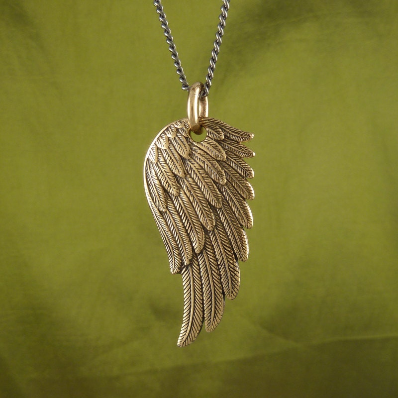 Angel Wing Necklace Bronze Angel Wing Pendant on 32