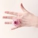 Dusty pink organza Flower ring Swarovski OOAK by Jye, Hand-made in France
