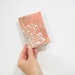 Cloth passport case, pretty boho bohemian peach white silver small birthday gift for ladies, Travel gifts for her, Under 20 dollars