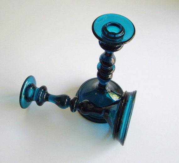 Glass Candlesticks Teal or Jasper Tiffin Pattern 76 Single