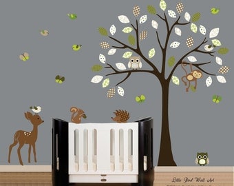 Forest tree decal, forest friends decal, decal tree nursery, nursery tree decal, boy or girl decal, decal forest set, vinyl wall decal