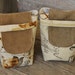 Small Reusable Gift Bags Party Favors Cream Gold Tan Black Autumn Upholstery Fabric Floral Plaid Script (set of 2) --US Shipping Included