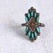 Vintage Zuni Ring Needlepoint Turquoise and Red Coral