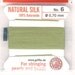 Low Close Out Price-Griffin Silk Bead Cord-Jade/Peridot Green-Size 6- 6 Foot Card with Needle