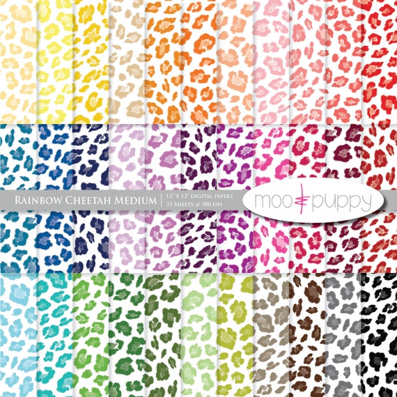 Items Similar To Animal Print Digital Scrapbook Paper Pack Rainbow 