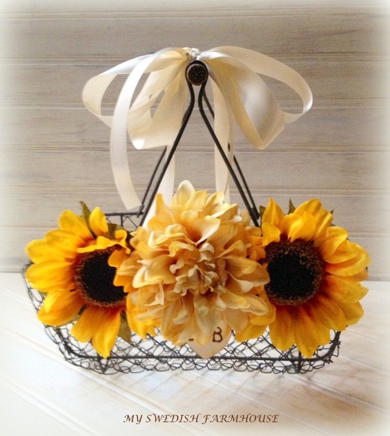 Items similar to Chicken Wire Flower Girl Basket Personalized Engraved ...