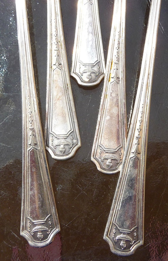 FIVE Niagara Silver Plate Ice Tea Spoons