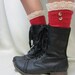 Miss Ncki short boot lace socks RED perfect for combat or cowboy boot socks by Catherine Cole Studio ruffled lace SLX1BL Made in usa