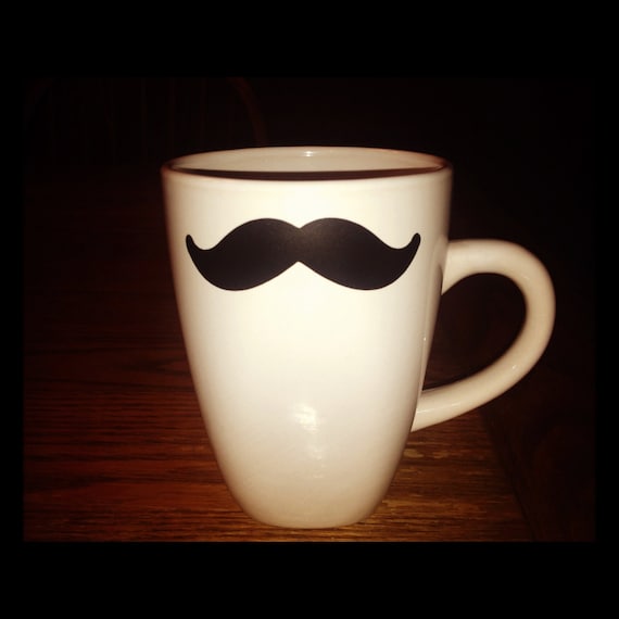 Java Delight: Simply Embellished Ceramic Coffee Mugs-Mustache