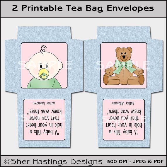items similar to baby basics printable tea bag envelope baby tea bag