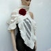Felted Scarf merino wool silk Hand dyed Nuno felting shawl White - Gift brooch