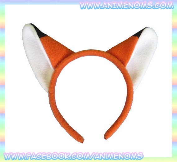 Orange Fox Ears Headband 1/2 Flexible Band AntiPill by AnimeNoms