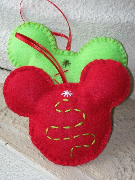 Mickey mouse felt ornament set of 2 by BellisimaSofia on Etsy