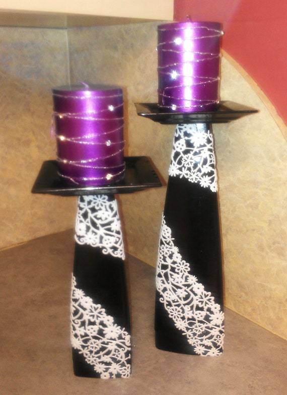 Items similar to Decorative Glass Candle Pillars on Etsy