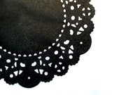 24 Black Paper Doilies- 4 inch, black and perfect for a Gothic Halloween