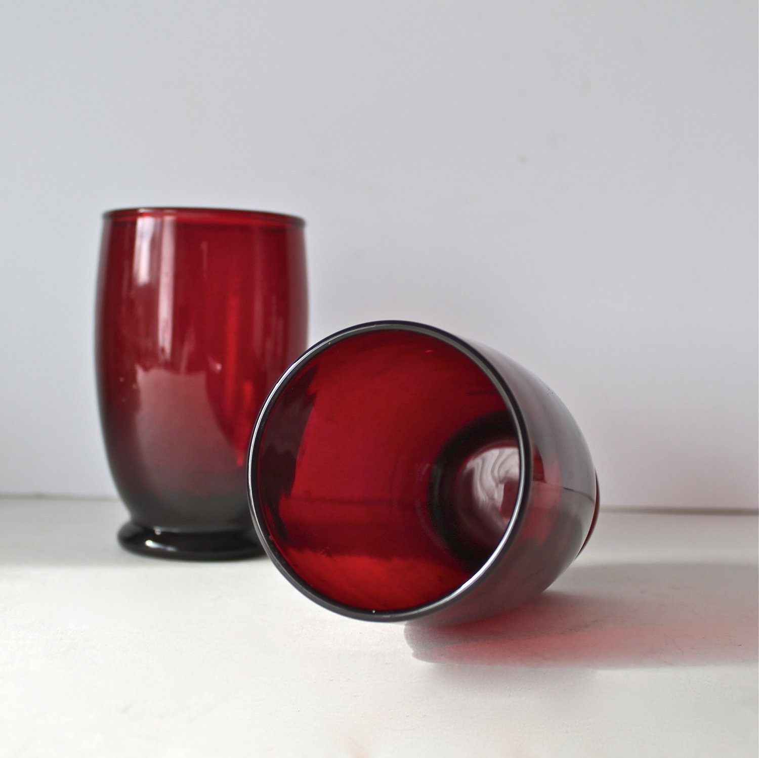 Vintage Ruby Red Glass Tumblers