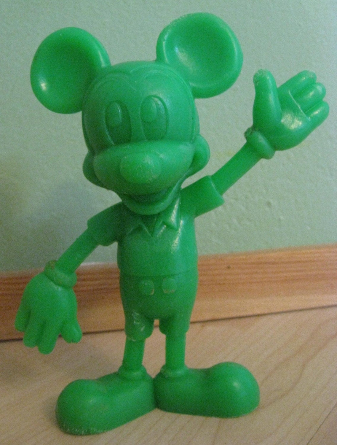 Vintage Green Plastic Mickey Mouse Figurine Walt By 3cyclevintage