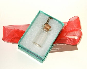 Empty Bottle Necklace, DIY Glass Vial, Bottle Pendant Kit, Bronze Plated Chain, Fill Your Own Bottle, Jewelry Project, DIY Bottle Necklace,