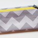 Cash budget envelope system wallet with 6 tabbed dividers // gray tone on tone chevron with yellow zipper