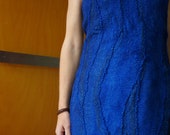 Blue sleeveless top dress Felted Designer Women's Clothes Blue sleeveless top dress