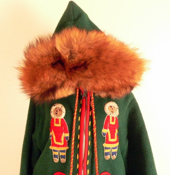 on hold Native Inuit WOOL ANORAK PARKA Fur Hood sm