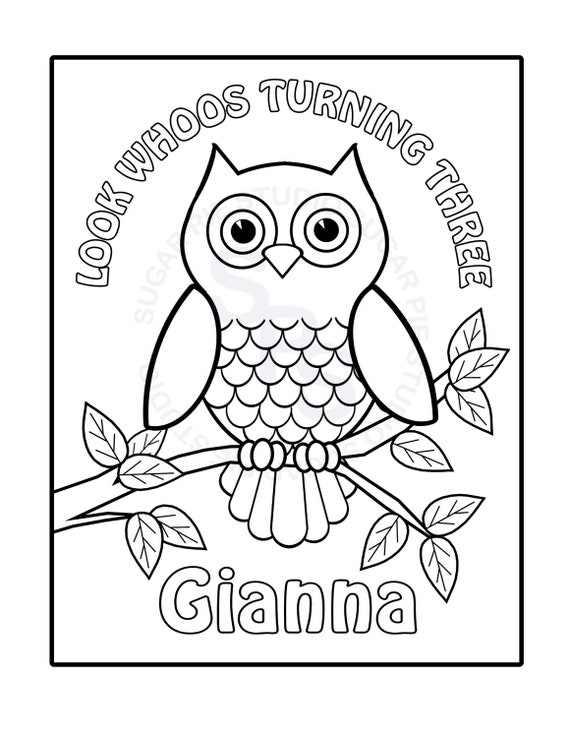 personalized printable owl birthday party favor childrens kids