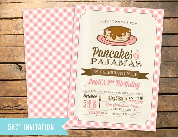 Pancakes and PJs Party, Pancakes and Pajamas Party, Pancakes Invitation, Pancakes Invite and Party Decor Il_570xn