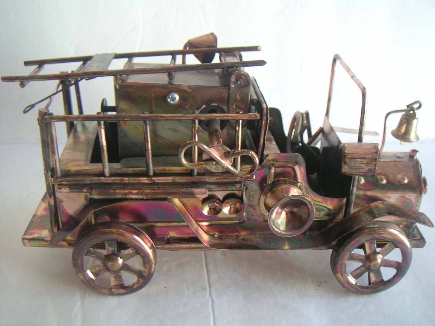 Vintage Tin Copper Musical Fire Truck by Berkeley Designs.