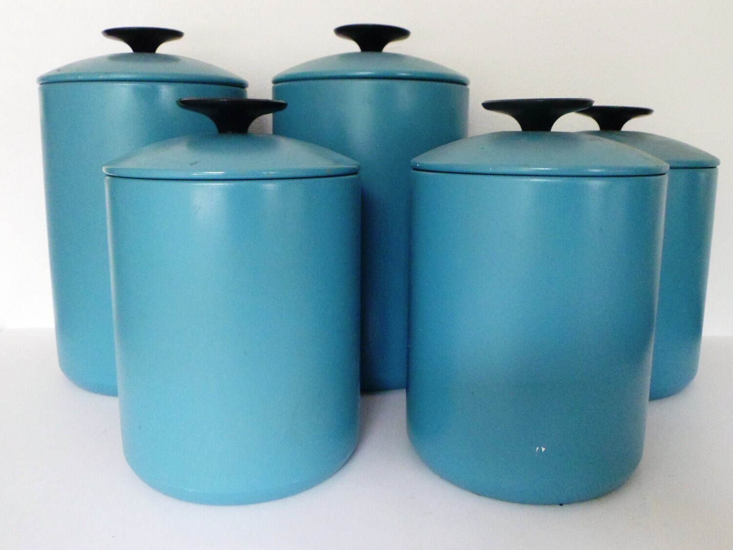 Vintage canister set robin egg blue five piece set by Wear