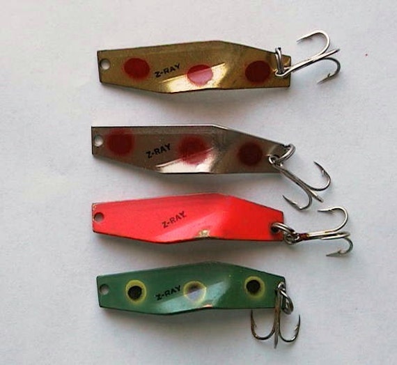 RESERVED for RICARDO Four Vintage ZRAY Metal Fishing Lures