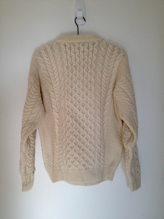 vintage ll bean classic irish aran knit wool sweater