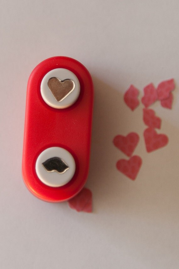 DIY double craft hole punch heart and lips by FeatherFetish
