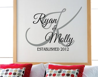 Personalized Family Name Wall Decal - Name Wall Decal - Bedroom Decor Wall Decals - Wedding Decor