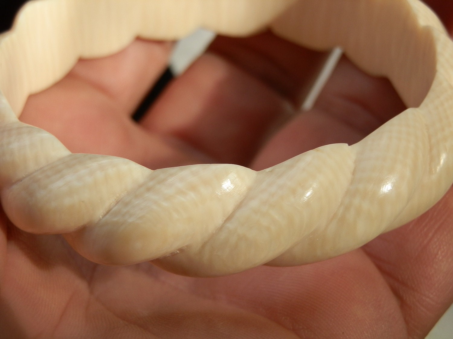 Carved Ivory Bangle Bracelet. Chinese. Vintage. PreBan. 66mm.