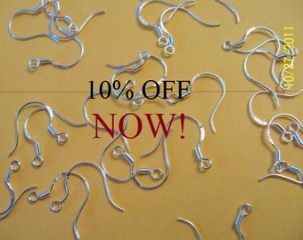30 Pair of .925 Sterling Silver Ear Wires 60ct NOW 10% off Ships Tomorrow! or TODAY!
