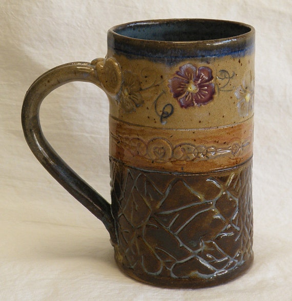 ceramic artisan coffee mug 16oz stoneware 16B029